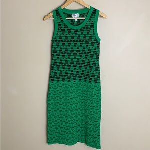 Milly green and brown sweater dress